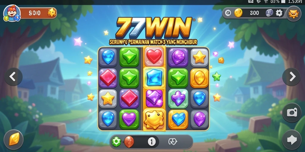 Gameplay seru dalam permainan Match-3 77WIN.