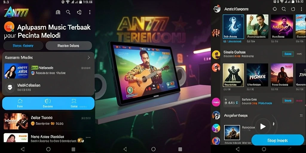Tangkapan layar AN777 menunjukkan gameplay musik yang seru dan interaktif.