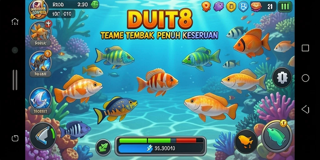 Tampilan gameplay seru dari DUIT8 saat menembak ikan.