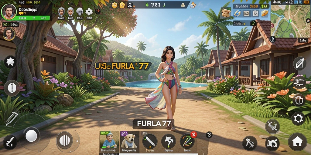 Tampilan utama FURLA77 menampilkan karakter aktif dalam gameplay Simulation.