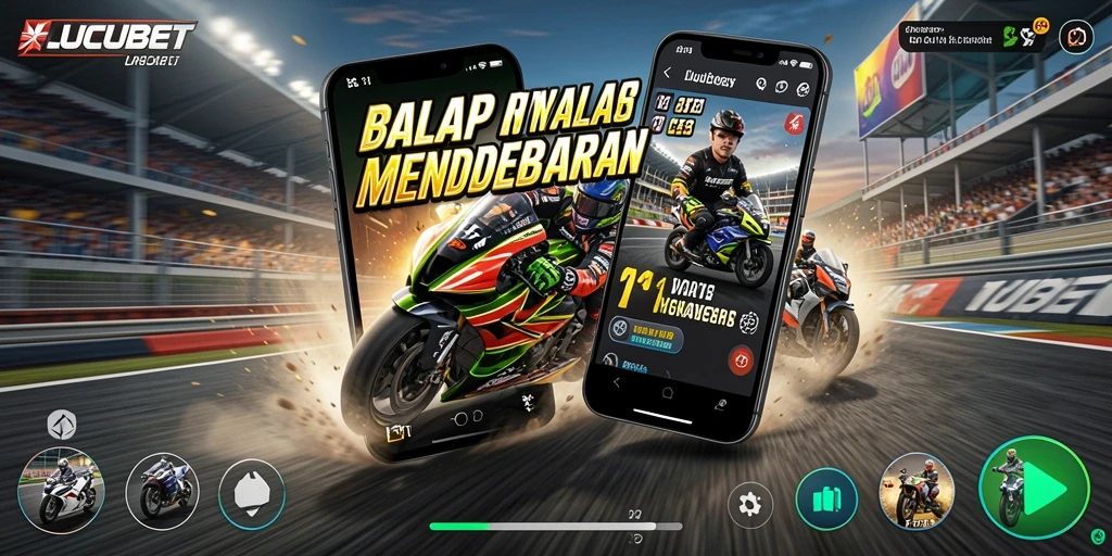 Tampilan gameplay Racing LUCUBET yang mendebarkan dan seru.
