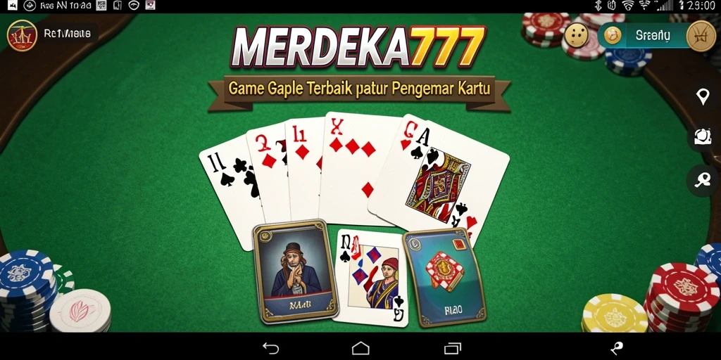 Screenshot MERDEKA777 menampilkan gameplay seru Gaple dengan teman-teman.