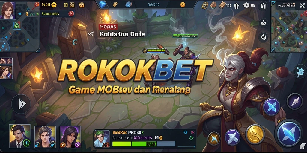 Screenshot gameplay ROKOKBET yang menampilkan pertempuran seru di arena MOBA.