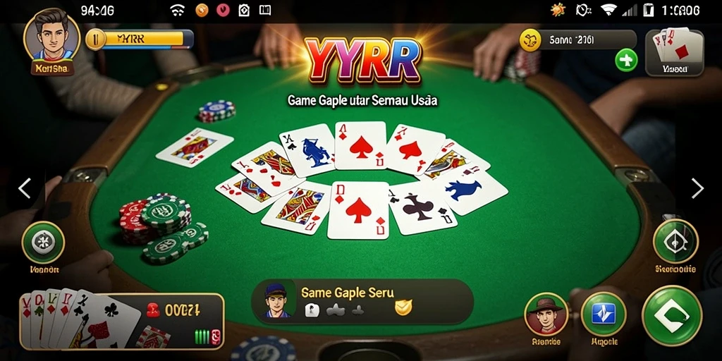 Tampilan antarmuka YYRR saat gameplay Gaple yang seru.